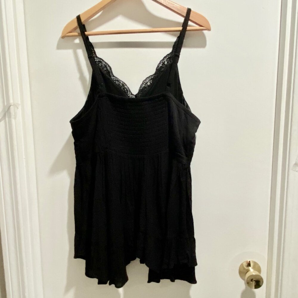 Y2K Babydoll Fairy Whimsigoth Crinkled Lace Romantic Scallop Trim Camisole Top 2 - Picture 6 of 10
